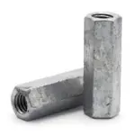 Coupling Hex Nut Grade A Steel 1/4-20x1 3/4 Hot Dipped Galvanized